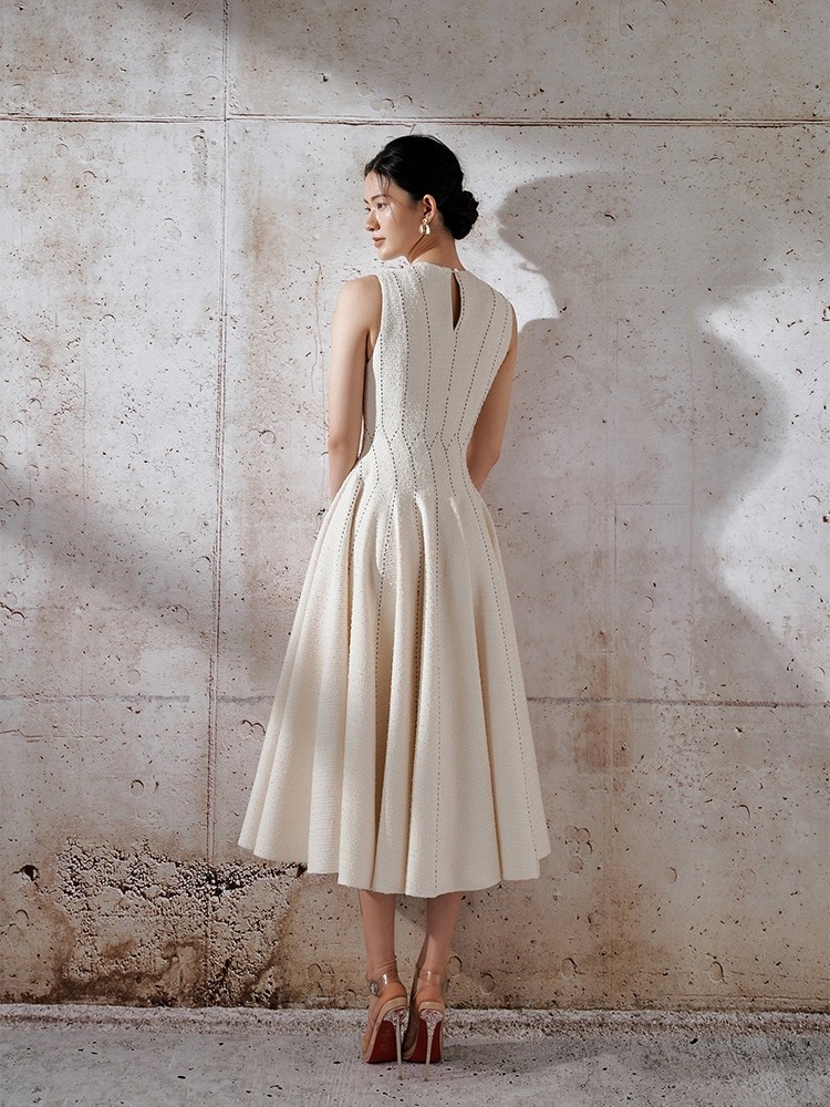 2024 New Arrivals Woolen Dress Three-dimensional Skirt Train Puffy Sundress Elegant Slimming Cake Dress