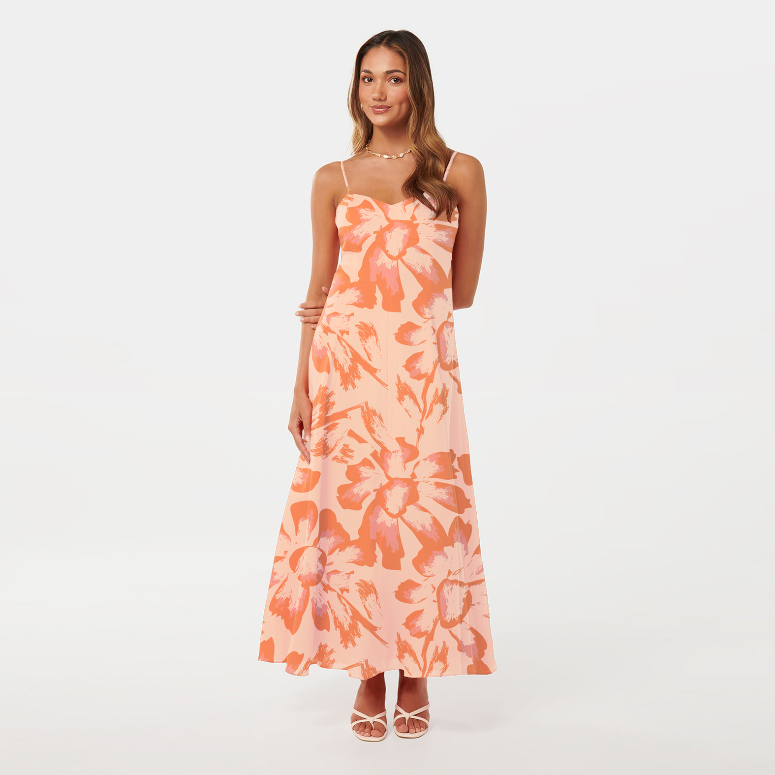 New Arrivals Spring Summer Casual Sleeveless Women's Wear Floral Printed Sun Dresses Linen Long Dress