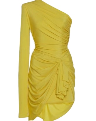 2023 New Design Summer Women Elegant Pleated Dress Single Sleeves Irregular Dress