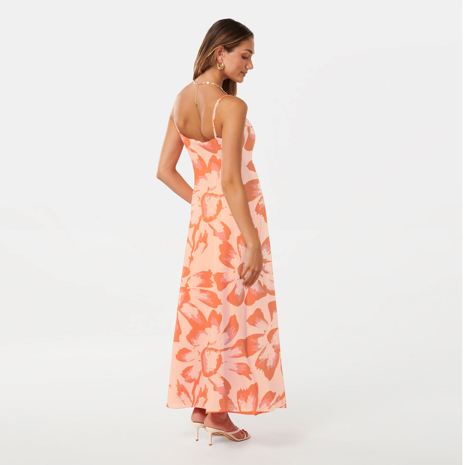 New Arrivals Spring Summer Casual Sleeveless Women's Wear Floral Printed Sun Dresses Linen Long Dress