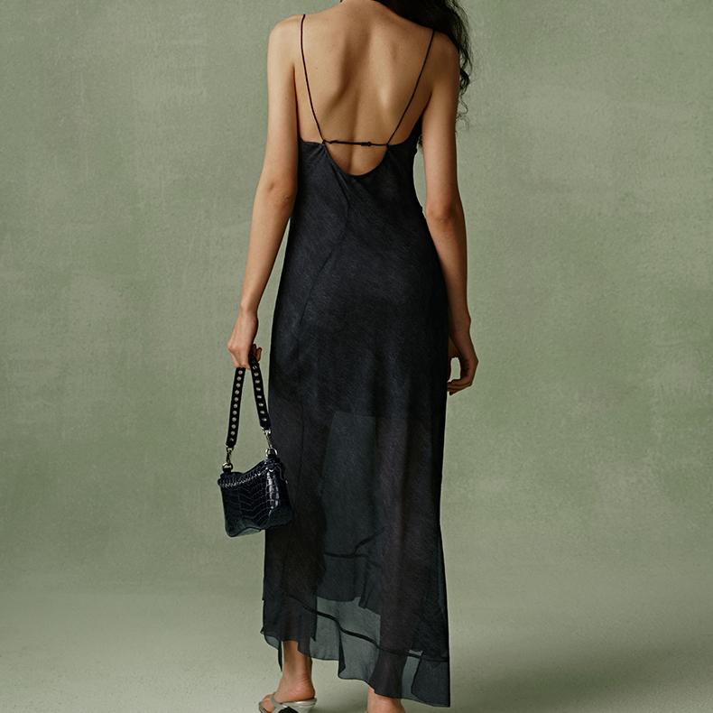 ised New Summer Sleeveless Ruffle Midi Dress Blended Fabric Breathable Print Pattern Sweet Suspender Dress