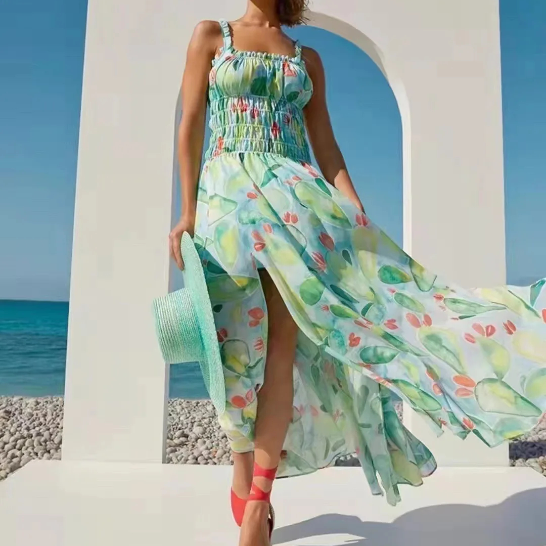 2024 U.Chic New Design Fashion Women Casual A-Line Dresses Floral Slip Pure Color Mini Girls Dresses